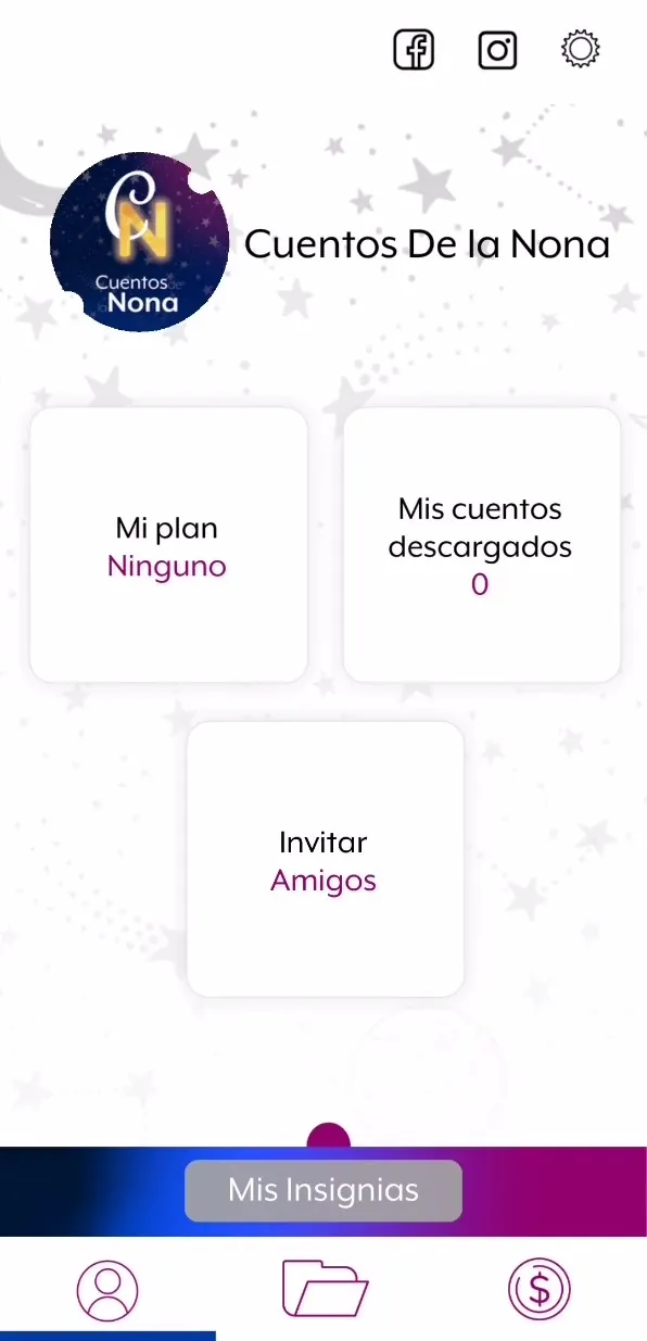 Perfil de usuario con insignias coleccionadas en Cuentos de la Nona
